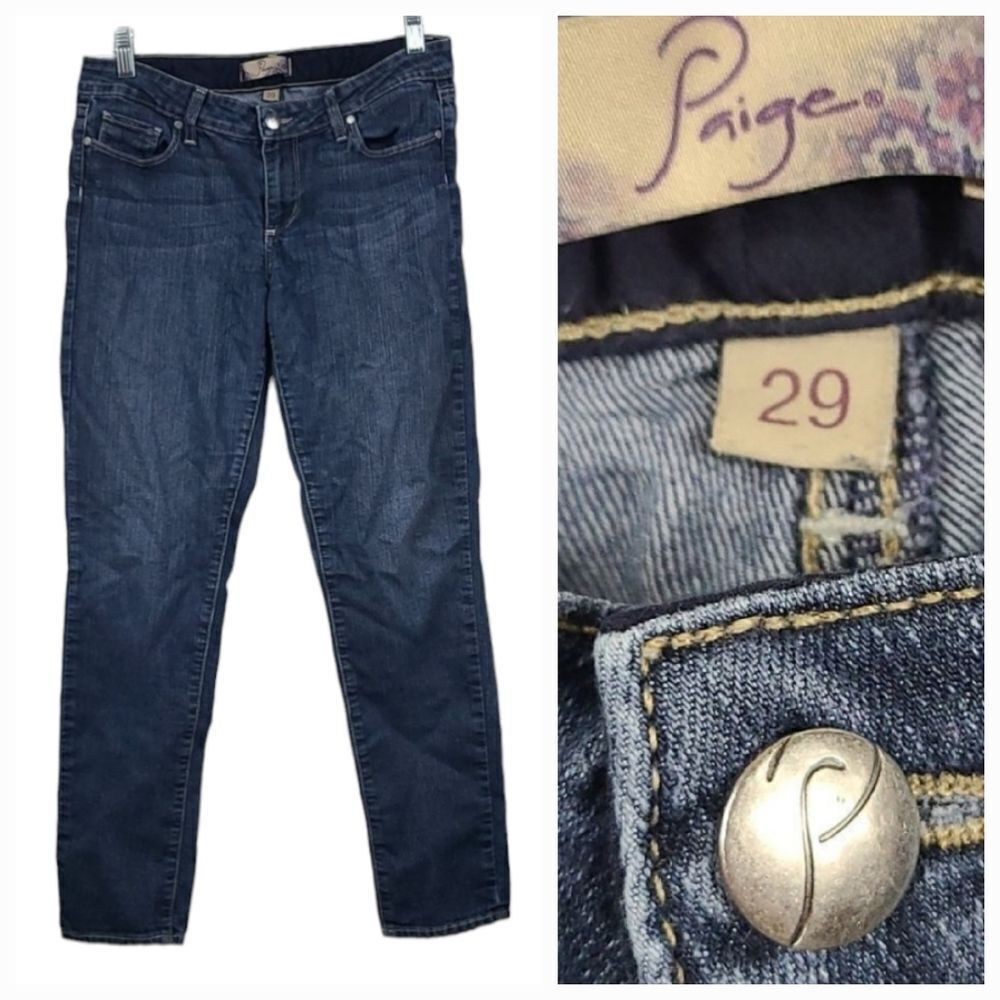 Paige Peg Skinny Jeans Blue Orchid Dark Wash Stretch Premium Denim Size 29 Ankle - Picture 2 of 11